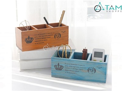 Hộp gỗ để bàn cắm bút số 06